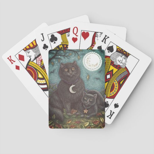 BUBO- EN PYEWACKET BLACK-CATS, HALLOWEEN FOLK ART POKERKAARTEN (Achterkant)