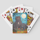 BUBO- EN PYEWACKET BLACK-CATS, HALLOWEEN FOLK ART POKERKAARTEN (Achterkant)