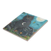 BUBO- EN PYEWACKET BLACK-CATS, HALLOWEEN FOLK ART TEGELTJE (Zijkant)