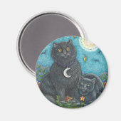 BUBO EN PYEWACKET, ZWARTE CATEGORIE MAGNET Rond (Voorkant / Achterkant)