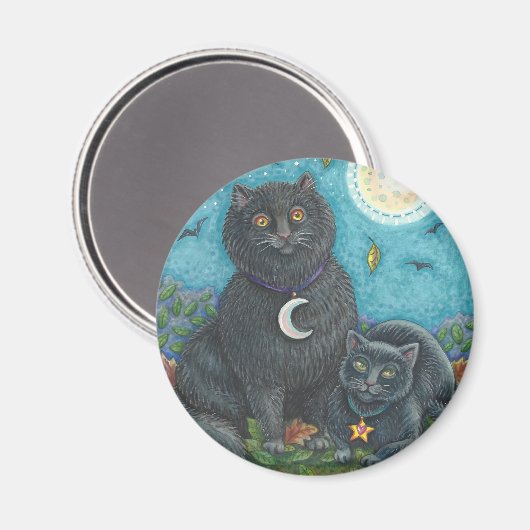 BUBO EN PYEWACKET, ZWARTE CATEGORIE MAGNET Rond (Voorkant / Achterkant)