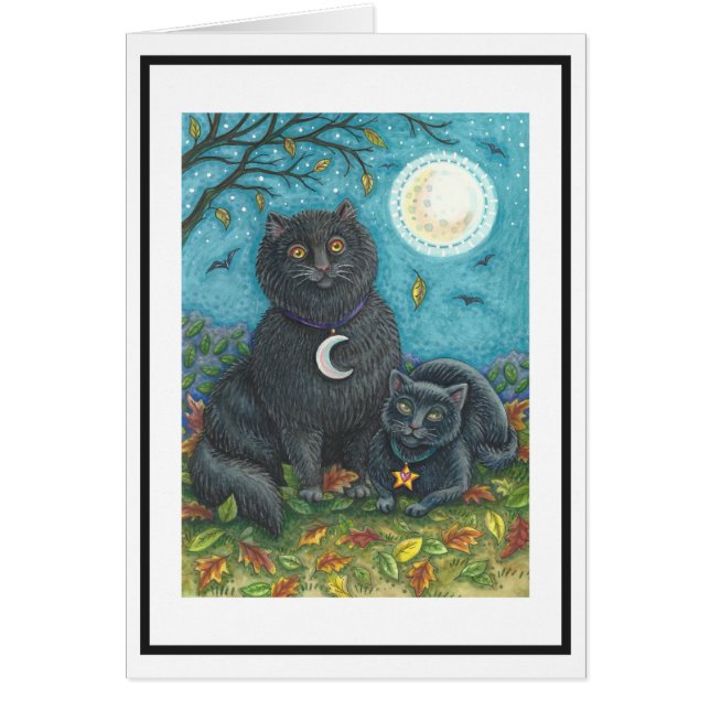 BUBO & PYEWACKET BLACK CAT GREETNOTE CARD Blnk (Voorkant)