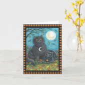 BUBO/PYEWACKET BLACK CAT HALLOEEN NOTA Blank Kaart (Gele Bloem)