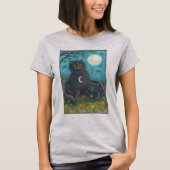 BUBO & PYEWACKET BLACK CAT HALLOWEEN T-SHIRT Grey (Voorkant)