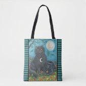 BUBO & PYEWACKET BLACK CAT SHOULDER CANVAS TAS (Voorkant)