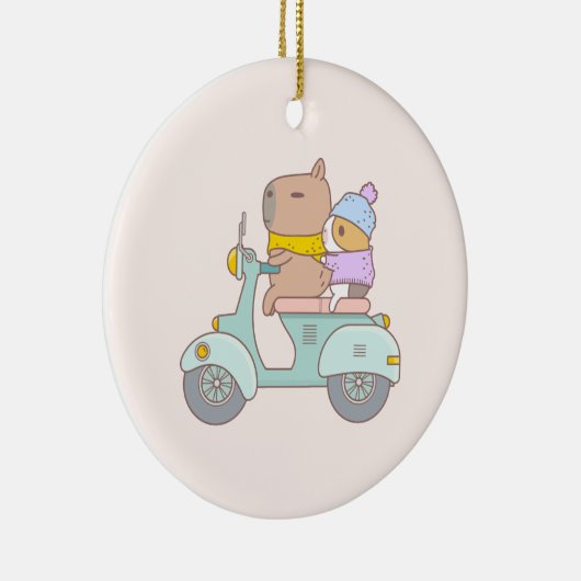 Bubu and Moonch, Scooter, Couple Initial Keramisch Ornament (Rechts)