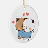 bubu en dudu Melk en Mocha Beren Kawaii paar Keramisch Ornament (Rechts)