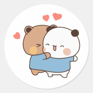 bubu en dudu Melk en Mocha Beren Kawaii paar Ronde Sticker