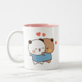 bubu en dudu Melk en Mocha Beren Kawaii paar Tweekleurige Koffiemok (Links)