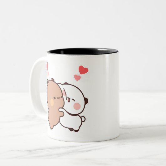 Bubu en Dudu, Panda en Brownie Beer paar Tweekleurige Koffiemok (Voorkant links)