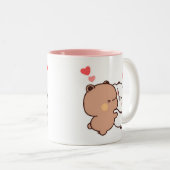 Bubu en Dudu, Panda en Brownie Beer paar Tweekleurige Koffiemok (Voorkant rechts)