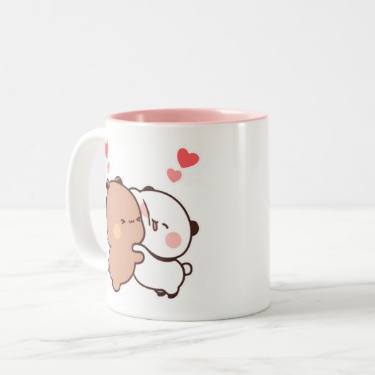 Bubu en Dudu, Panda en Brownie Beer paar Tweekleurige Koffiemok (Voorkant links)