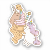 Bubu en Moonch, Eenhoorn Taiyaki ijsje Sticker (Voorkant)