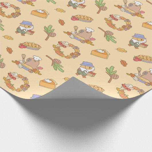 Bubu the Guinea Pig, Herfst and Pie Pattern Cadeaupapier (Hoek)