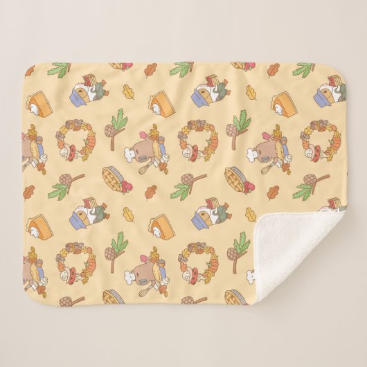 Bubu the Guinea Pig, Herfst and Pie Pattern Sherpa Deken (Voorkant (horizontaal))