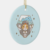 Bubu the Guinea Pig with Baby keizer Penguins Keramisch Ornament (Rechts)