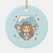 Bubu the Guinea Pig with Baby keizer Penguins Keramisch Ornament (Voorkant)