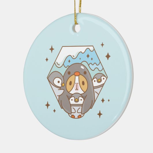 Bubu the Guinea Pig with Baby keizer Penguins Keramisch Ornament (Links)