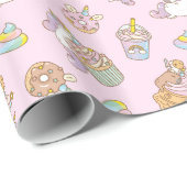 Bubu the Guinee-varken, Unicorn Party Pattern Cadeaupapier (Rol Hoek)