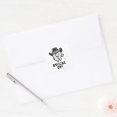 Buccal up tandarts cowboy tanden grappig vierkante sticker (Envelop)