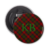 Buccleuch Officiële Tartan met monogram / initiale Button Flesopener (Voorkant)