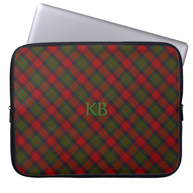 Buccleuch Officiële Tartan met monogram / naam Laptop Sleeve (Voorkant)