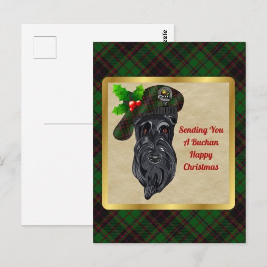 Buchan Clan Badge & Tartan Kerstmis Briefkaart (Voorkant / Achterkant)