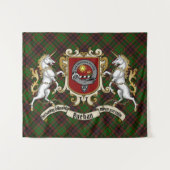 Buchan Clan Badge & Unicorns met Tartan Wandkleed (Voorkant (horizontaal))
