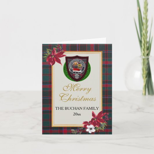 Buchan Schotse Clan Tartan & Wapen Kaart (Voorkant)