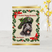 Buchan Scottie-hond Persoonlijke Kerstmis Kaart (Gele Bloem)