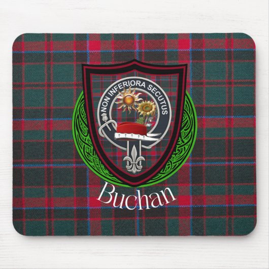 Buchan Scottish Clan Tartan and Crest Muismat (Voorkant)