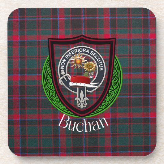 Buchan Scottish Clan Tartan & Crest Bier Onderzetter (Voorkant)