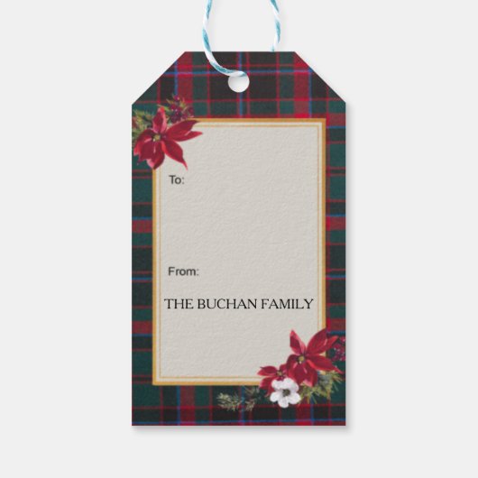 Buchan Scottish Clan Tartan & Crest Cadeaulabel (Achterkant)