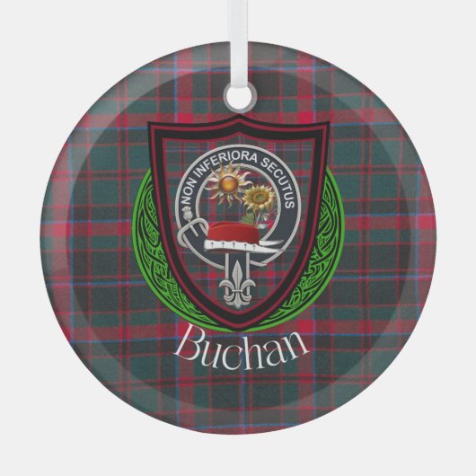 Buchan Scottish Clan Tartan & Crest Glas Ornament (Voorkant)
