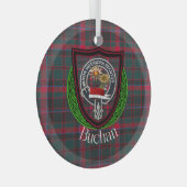 Buchan Scottish Clan Tartan & Crest Glas Ornament (Voorkant Rechts)