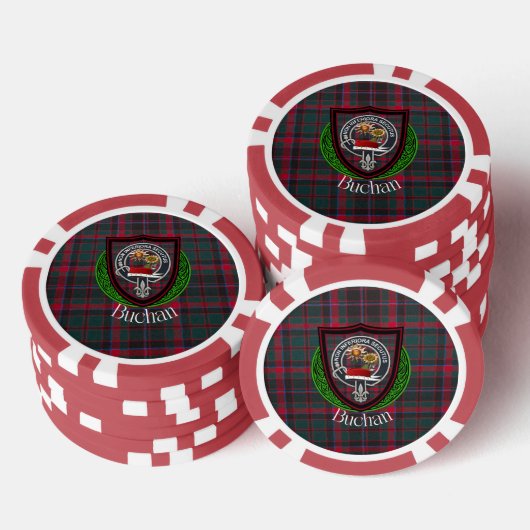 Buchan Scottish Clan Tartan & Crest Poker Chips (Opstapeling)