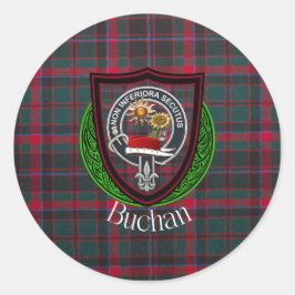 Buchan Scottish Clan Tartan & Crest Ronde Sticker