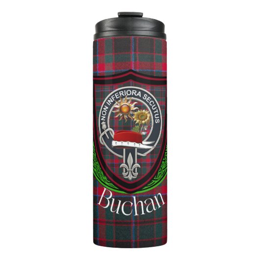 Buchan Scottish Clan Tartan & Crest Thermosbeker (Voorkant)