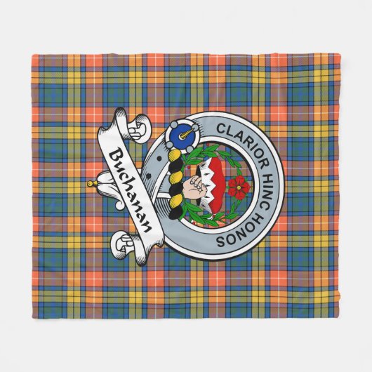 Buchanan Ancient Clan Badge Tartan Pset Fleece Deken (Voorkant (Horizontaal))