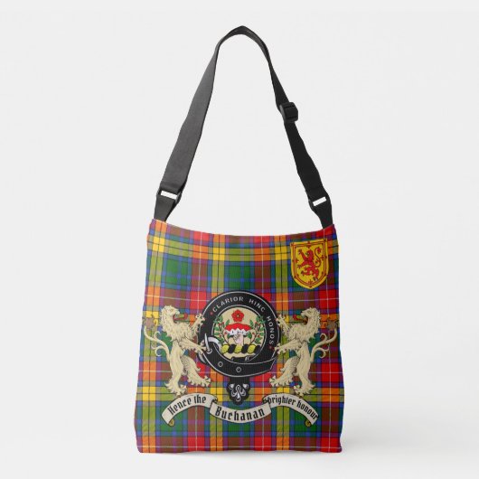 Buchanan Clan Badge & Tartan Crossbody Bag Crossbody Tas (Voorkant)