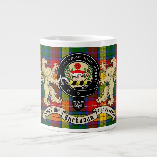 Buchanan Clan Badge & Tartan Giant Coffee Mok (Voorkant)