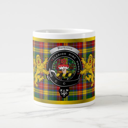 Buchanan Clan Badge & Tartan Jumbo Mok (Voorkant)
