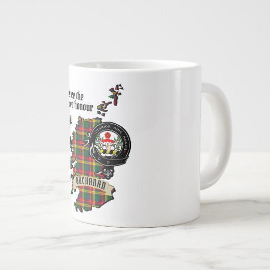 Buchanan Clan Badge & Tartan Map of Scotland Grote Koffiekop (Voorkant rechts)