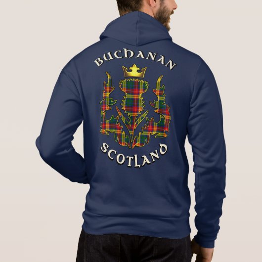 Buchanan Clan Badge & Tartan met Motto Hoodie (Achterkant)