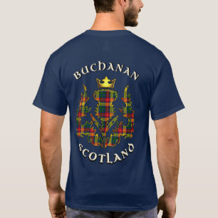Buchanan Clan Badge & Tartan met Motto  T-shirt