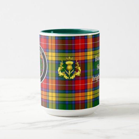 Buchanan Clan Badge & Tartan Mok (Midden)