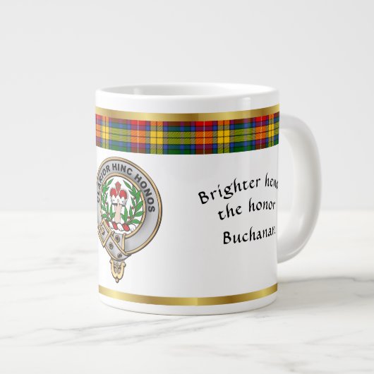 Buchanan Clan Badge Tartan & Motto Grote Koffiekop (Voorkant rechts)