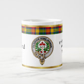 Buchanan Clan Badge Tartan & Motto Grote Koffiekop (Voorkant)
