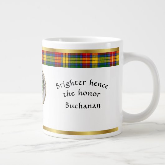 Buchanan Clan Badge Tartan & Motto Grote Koffiekop (Rechts)