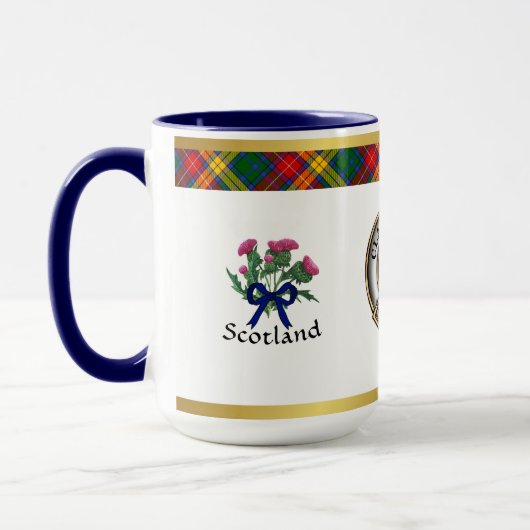 Buchanan Clan Badge Tartan & Motto Mok (Links)